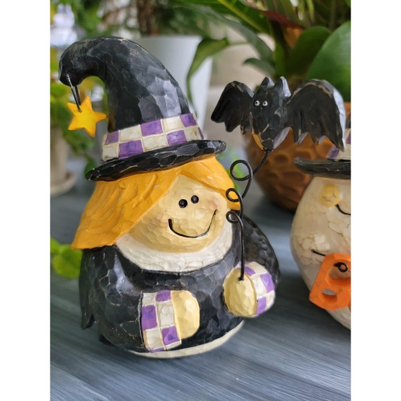 Hand Carved Halloween ghost witch bat bundle - Picture 2 of 5